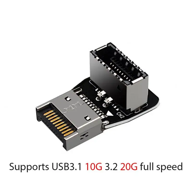 

USB Header Adapter USB3.0 19P/20P To TYPE-E 90 Degree Converter Adapter Chassis Front TYPE C Plug-In Port Computer Motherboard