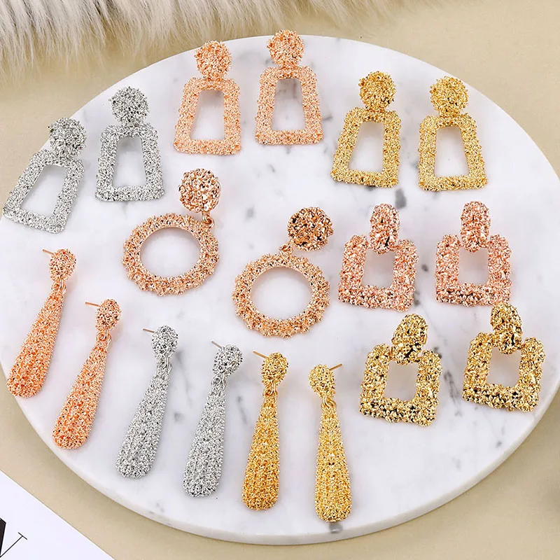 Модные висячие серьги FNIO для женщин 2020 большие геометрические золотые Женские