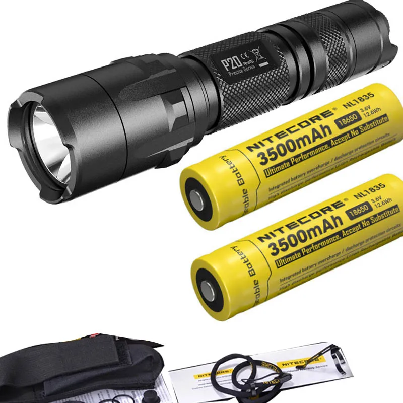 Тактическая вспышка NITECORE P20 фонарь CREE XM-L2 max 800 люмен двойной переключатель задний