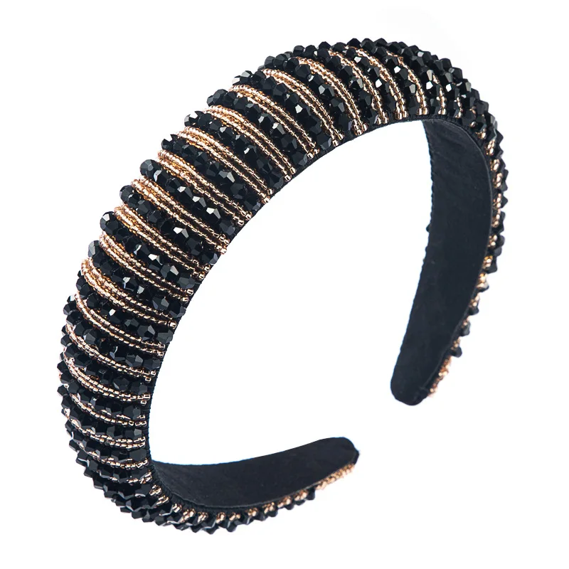 

Full Crystal Luxury Hairbands Sparkly Padded Rhinestones Headbands Headdress Black White Pink Women Headband Hair Accessories
