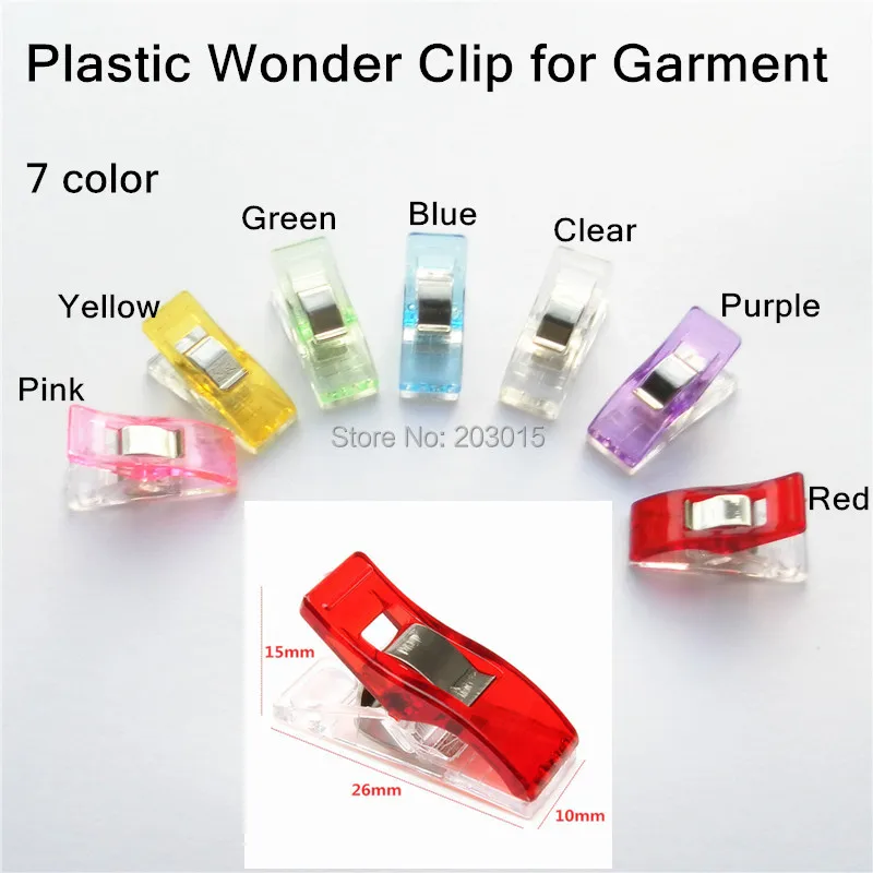 (7 color) 500pcs PVC Plastic Clover Wonder Quilt Quilting Binding Clamps Clips for Patchwork Overlocker Sewing DIY Crafts