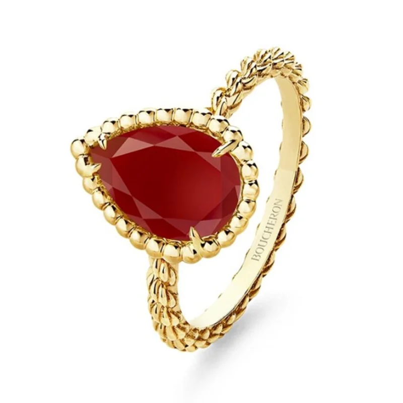 

Fashion Gold Color Sparkling Teardrop Rhinestone Zircon Crystal Ring For Women Water Drop Wedding Engagement Party Jewelry
