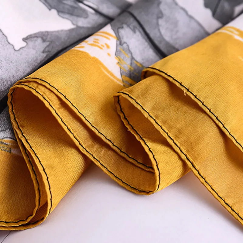 

Women Imitation Silk Scarf Painting Print Shawls Office Lady Wraps Female Headscarf Beach Bandana Beautiful Gift 90x180cm