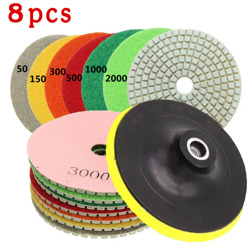 

8pcs/set 4 Inch Resin Bond Diamond Polishing Pad Granite Concrete Marble Disc