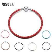 color leather base chain fit original pan charms pulsera mujer moda 2020 rope bangles beads diy fine jewelry for women girl gift