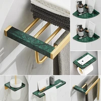 malachite green marble brass towel rackbarring toilet brush tissue holder row hooks bath hardware accessories brushed gold