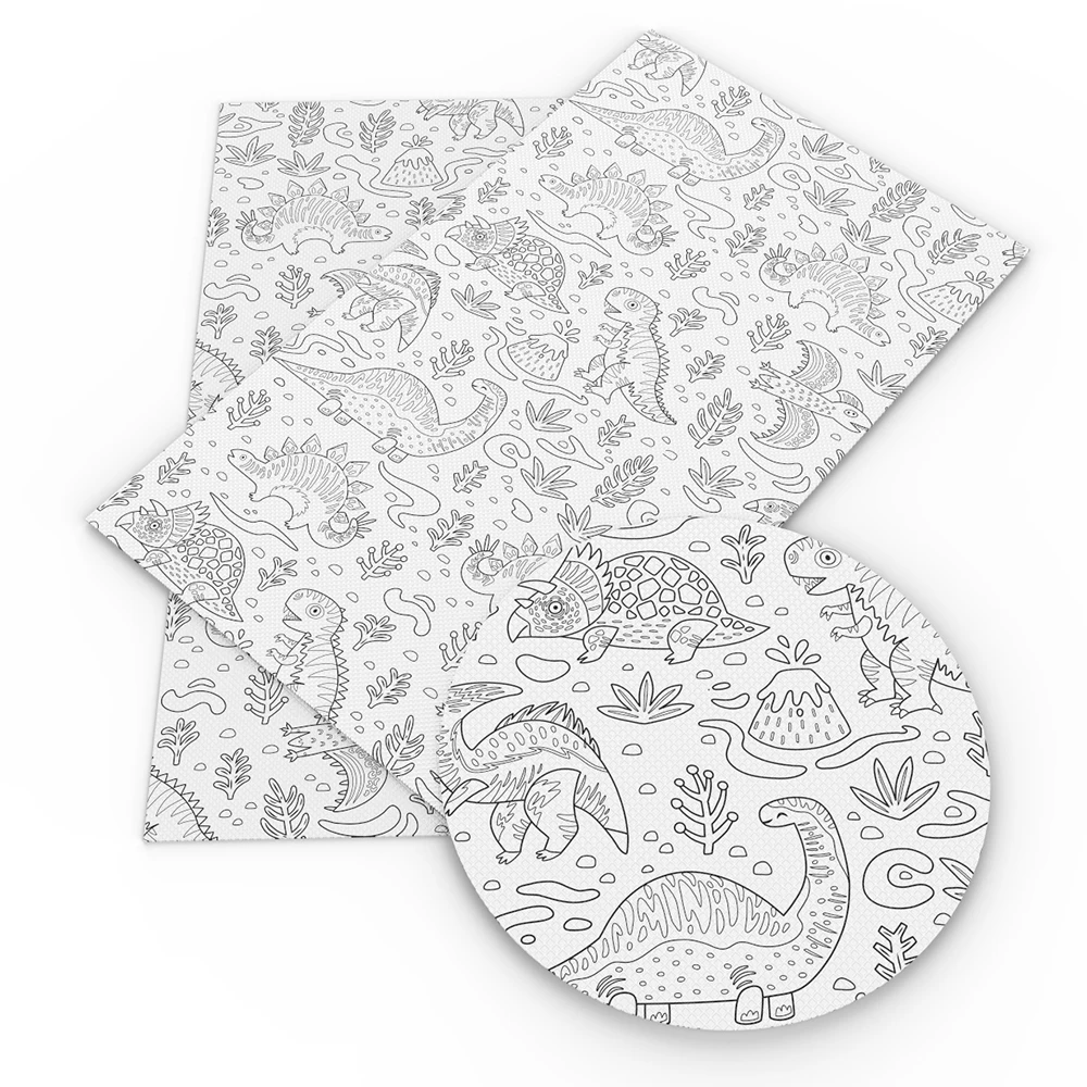 Гладкая искусственная кожа с принтом динозавров 20*33 см ткань для бантов