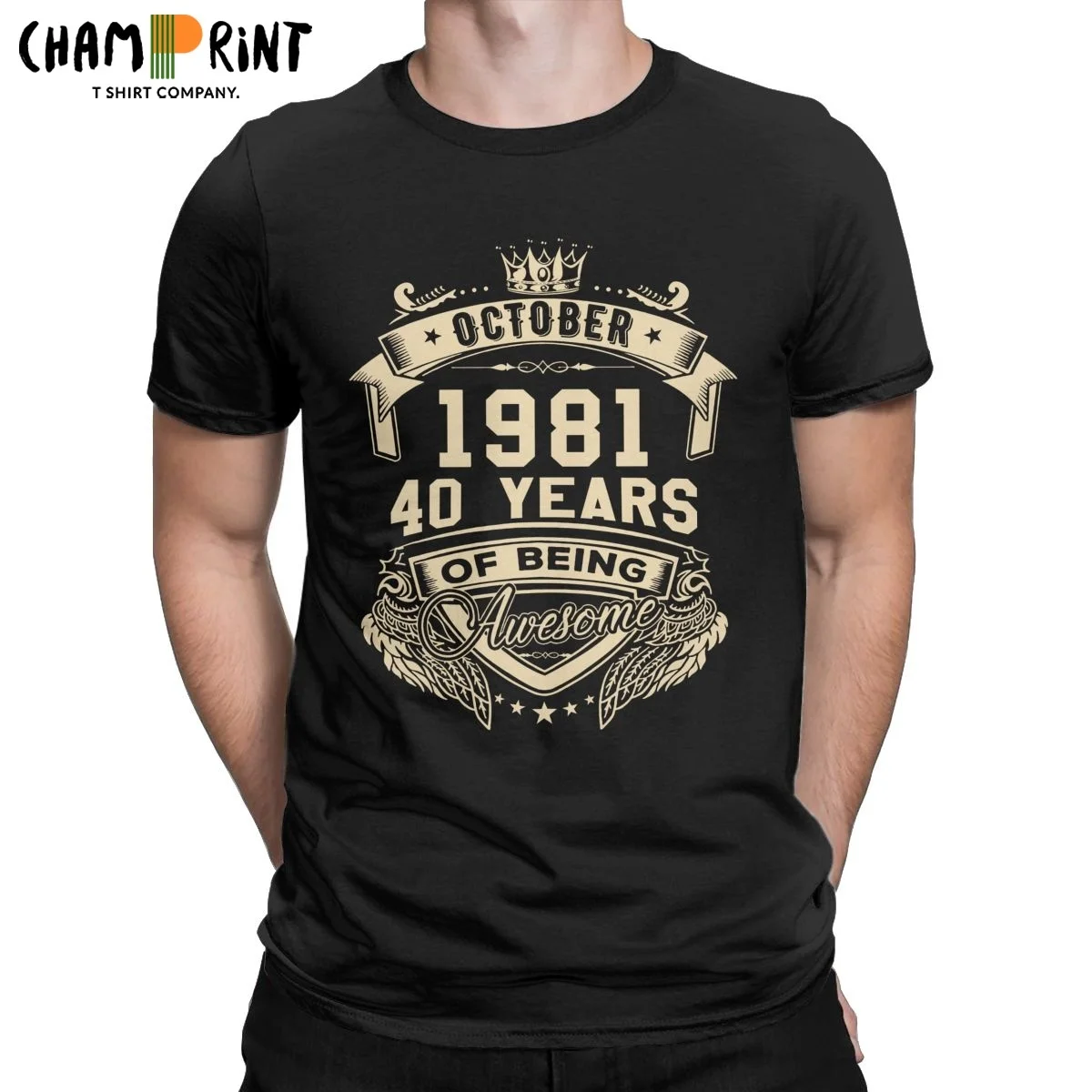 

Casual Born In October 1981 40 Years Of Being Awesome Limited T-Shirt Men Crew Neck Cotton T Shirts Short Sleeve Tees Party Tops