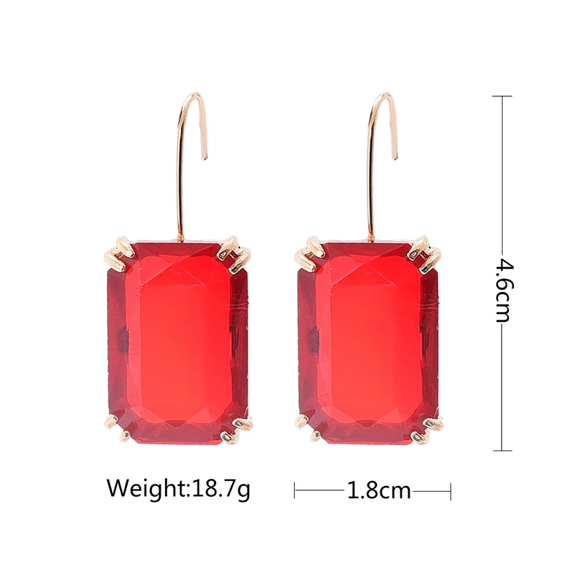 

Korean Earrings Silvery Geometric Transparent Square Glass Crystal Wedding Earrings for Women Accessories Fashion Jewelry