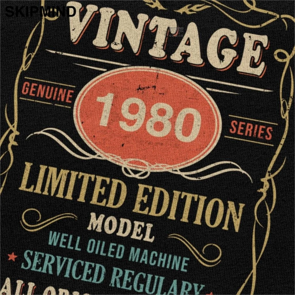 Винтажные 1980 футболка для мужчин взрослых с короткими рукавами из