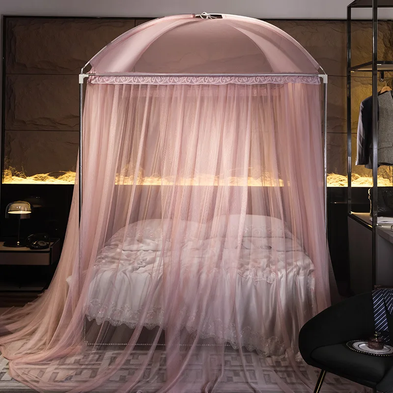 Verkaufen 2021 Neue U-bahn Kunst Farbe Halterung Moskito Net Palace Boden 1,5 M 1,8 M Haushalt Bett Vorhang Baldachin Room Decor Zelt Vier-tür
