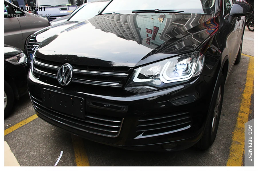 2 шт. светодиодный фары для VW Touareg 2011- светодиодный автомобильный фонарь ангельские глазки ксенон HID комплект Противотуманные фары светодиодный дневные ходовые огни