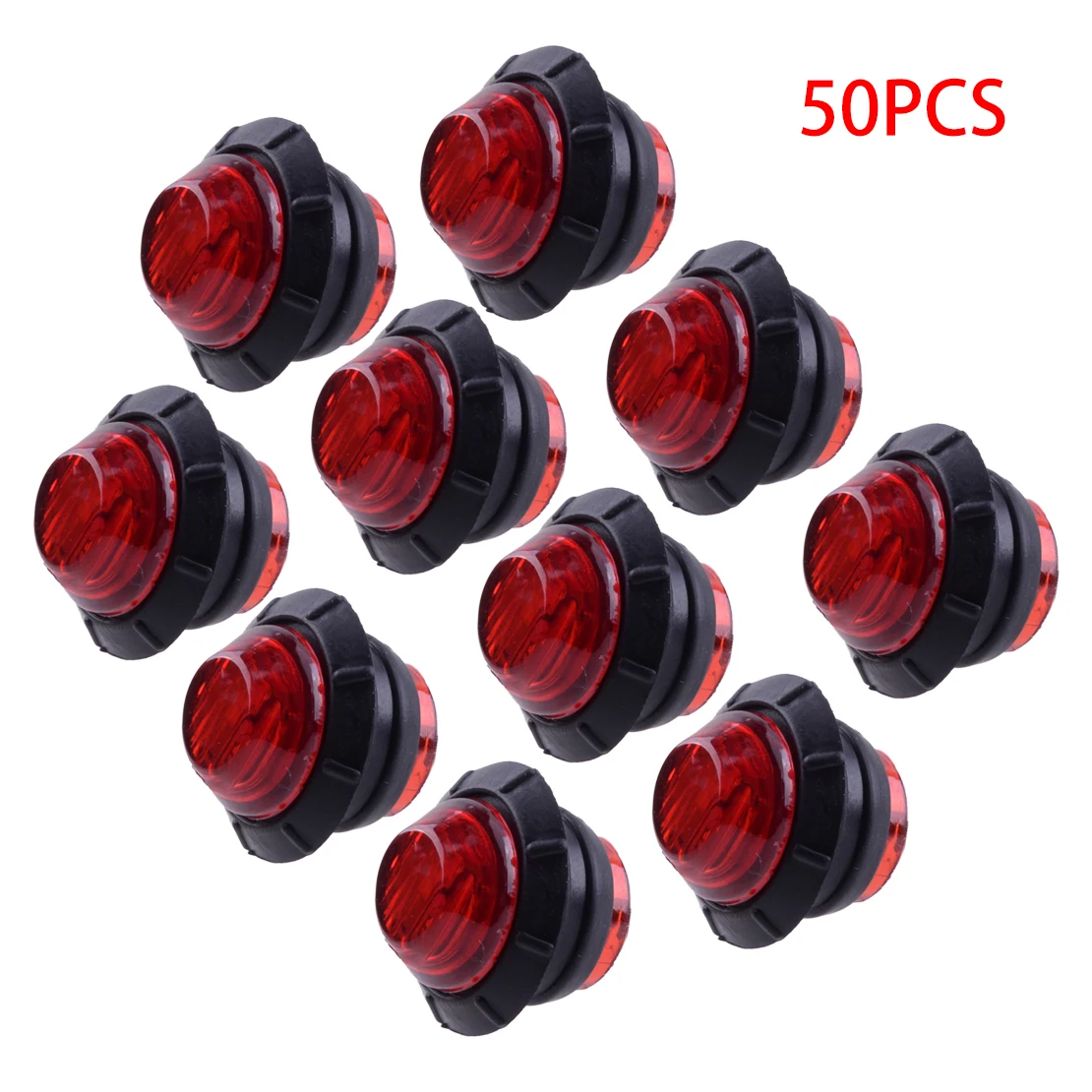 

50Pcs/Set Truck Trailer Mini Sealed 3/4" Red LED Bullet Side Marker Light Clearance Lamp 12V 0.5W Fit for Pickup Boat Caravan