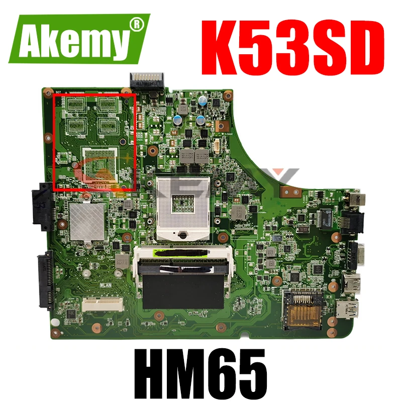 

K53SD Mainboard For Asus A53E A53S K53E X53E K53S K53SD Laptop Motherboard With HM65 Chip DDR3 100% Fully Tested (Free Shipping)