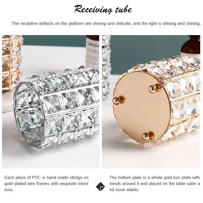 Косметичка для хранения кистей горшок Органайзер Золотой Кристалл Bling Косметическая кисть карандаш держатель подсвечник контейнер для хранения