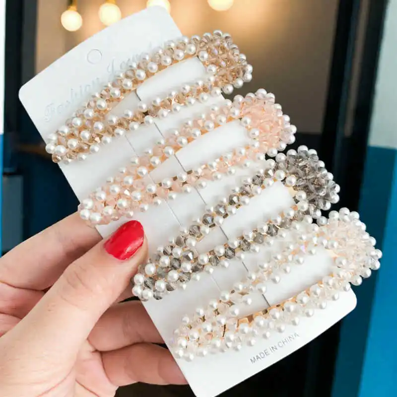 

Barrette Stick Pearl Hair Clip Accessories Fashion Hairpin Crystal Women