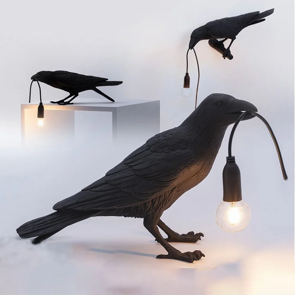 

Italian Lucky Bird Desk Lamp Bedroom Bedside Raven Lamp Home Decor Fixture Halloween Christmas Wall Decor Led Wall Light
