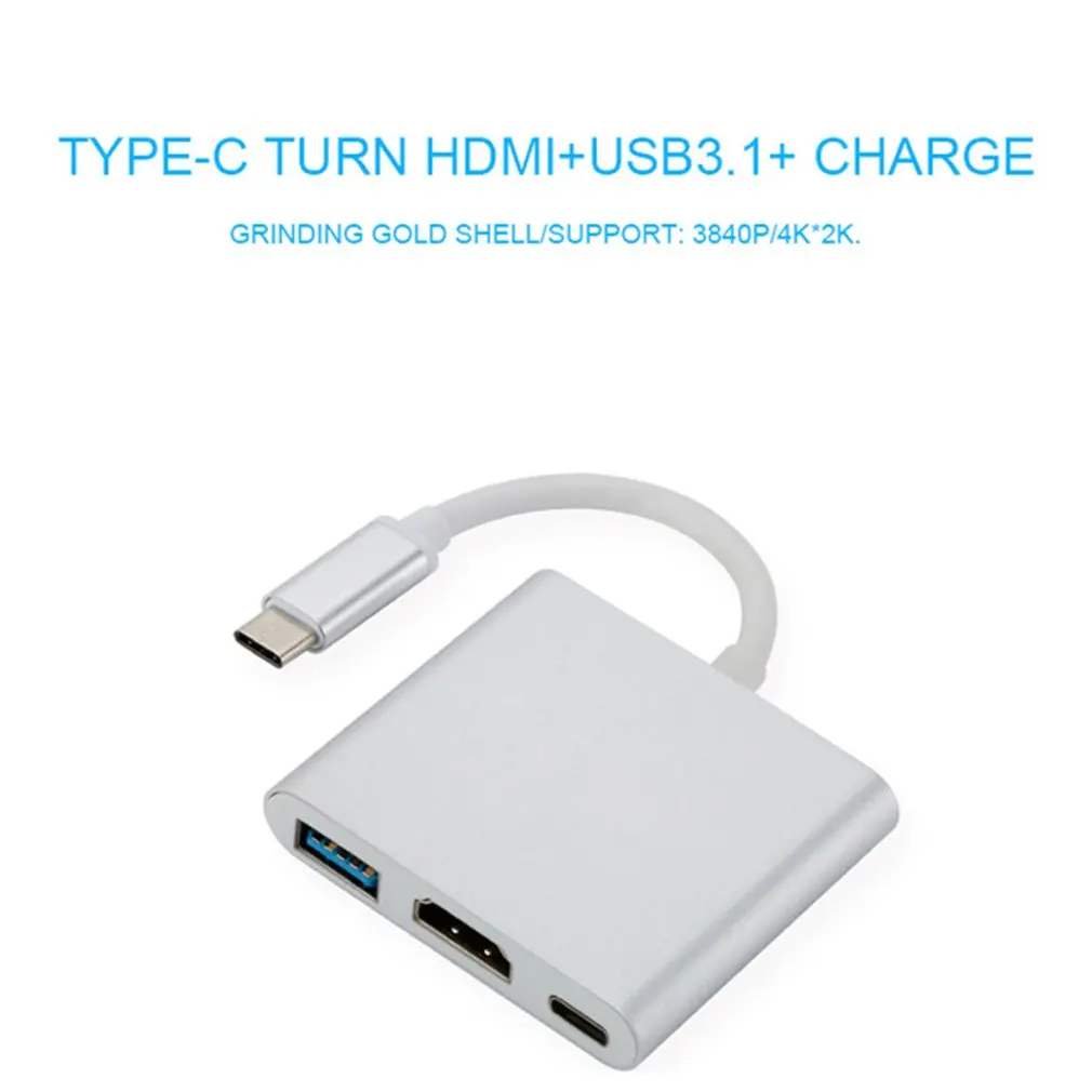 USB C к HDMI 3 в 1 кабель конвертер для Apple Macbook Thunderbolt Type переключатель 4K концентратор