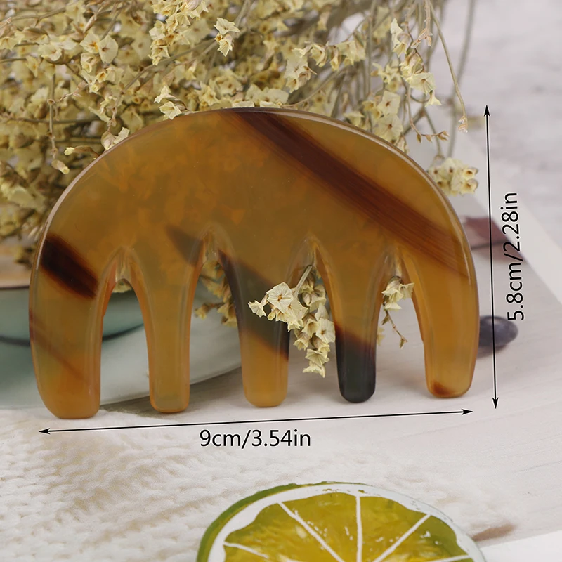 

1pc Scrapping Comb Durable Smooth Horn Five-tooth Massage Comb Scrapping Tool Massage Board For Women Ladies