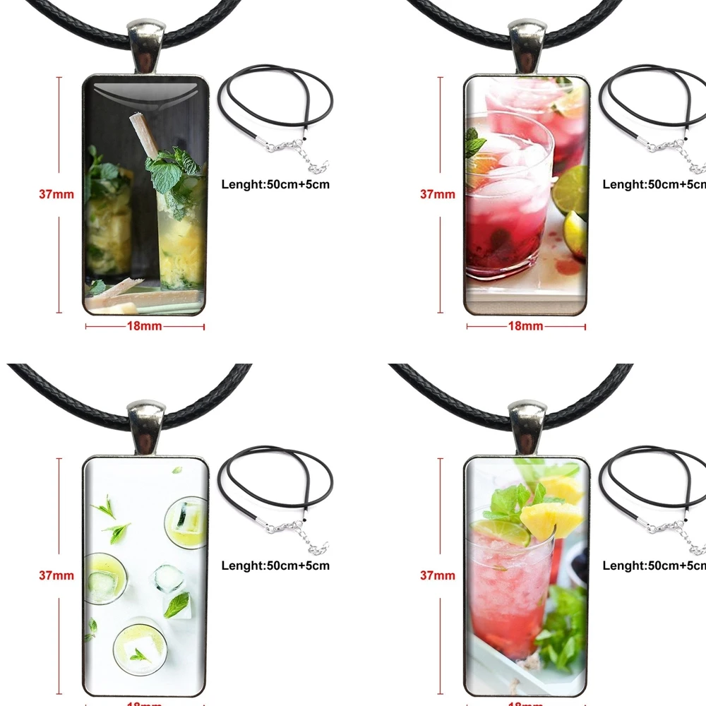 Destockage, ананас на мятном стекле, ожерелье с подвеской-кабошоном, прямоугольное модное ожерелье для телефона