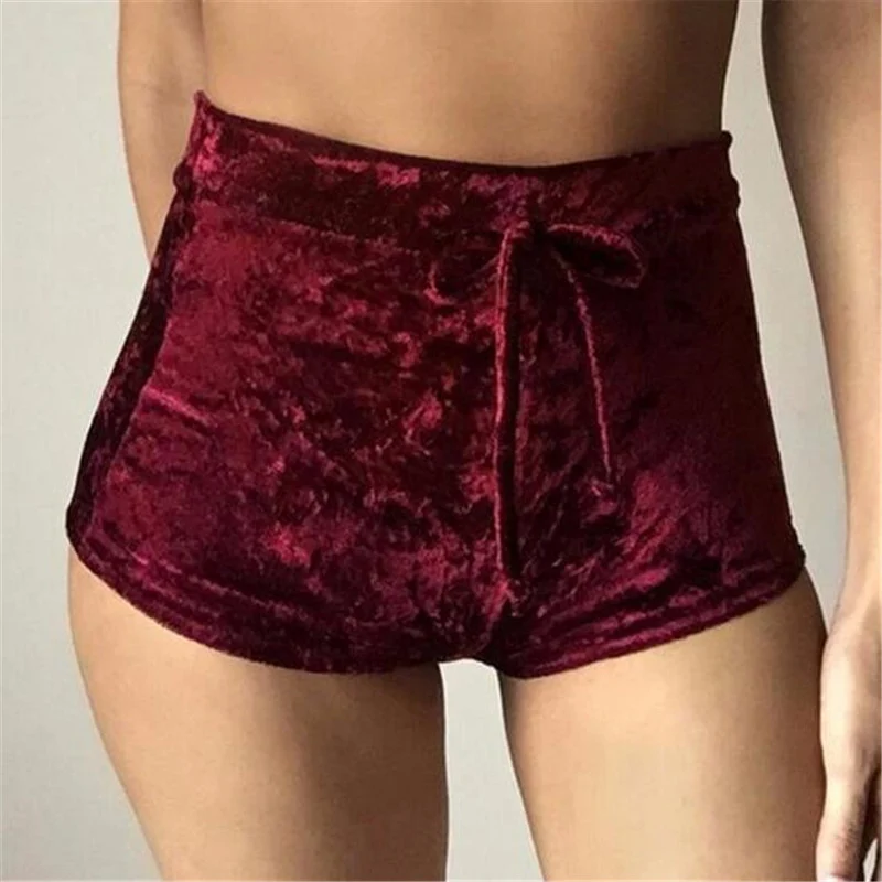 LJCUIYAO S XL женские бархатные шорты на завязках размера плюс повседневные с высокой