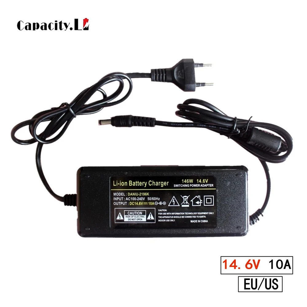 

12V Charger 14.6v 5A 10A Battery charger adapter DC 5.5 * 2.1 MM 18650 Lithium 12.6V 10A Power Adapter EU/US Plug