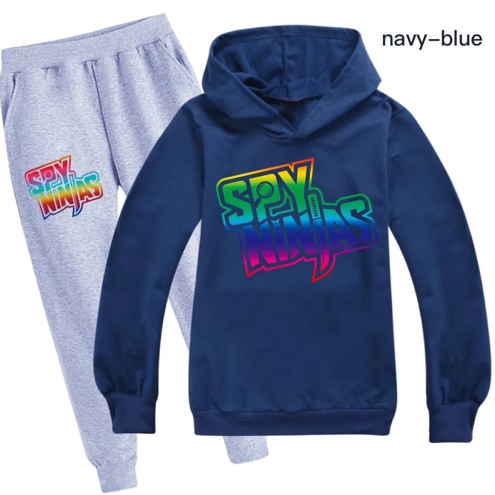 SPY NINJA Kids Streetwear + Pants Children Pullover Sweatshirt Hoodie Pant Tracksuits Sportswear Hooded Sweatsuit Tracksuit