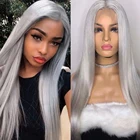 Серый парик Kryssma, парики средней части на сетке спереди для чернокожих женщин, термостойкие короткие синтетические парики на сетке, высокотемпературные волосы