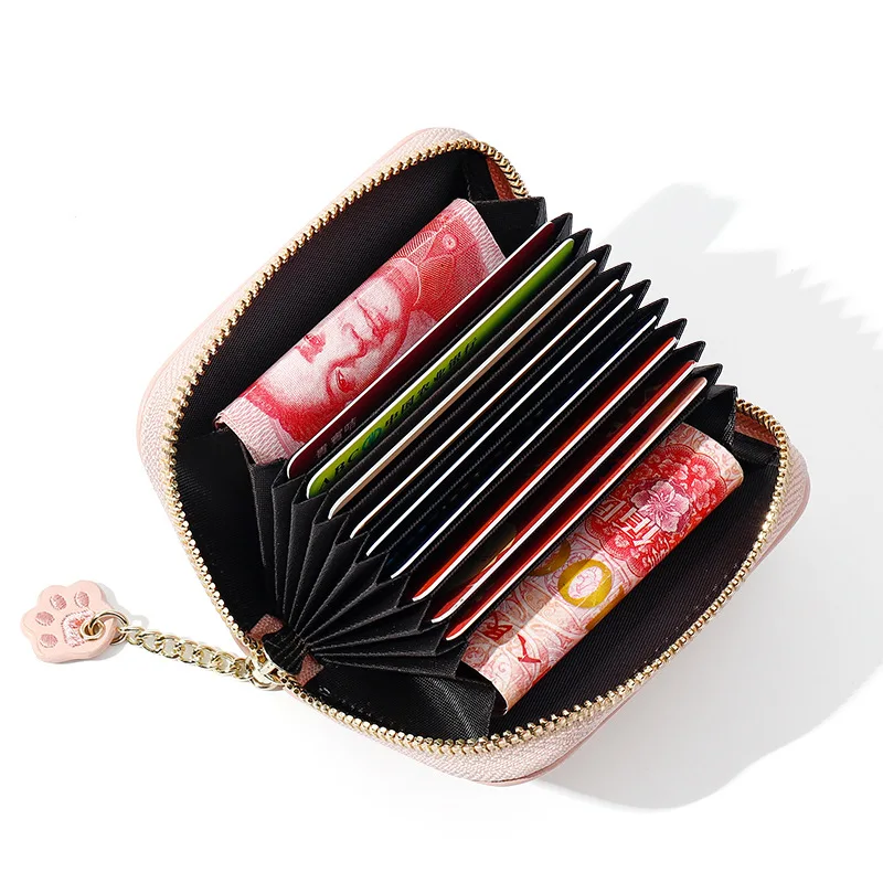 

Women Pu Leather Card Case Credit Card Holder Student Cute Cat Cartoon ID Cards Wallet Passport Business Card Holder Protector