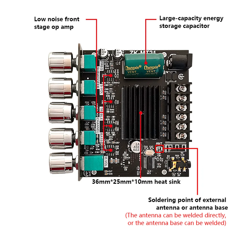 ZK-MT21 TPA3116 2 1 канальный Bluetooth 5 0 панель усилителя сабвуфера 50 Вт x2 + 100 Мощный аудио