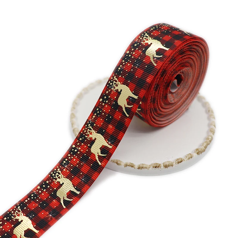50 ярдов 1 ''с фокусным расстоянием 25 мм Рождественская Печать оленей Grosgrain