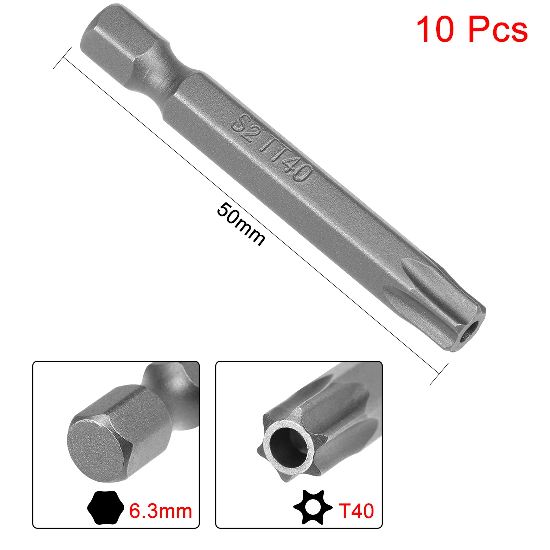 

Биты для отвертки uxcell, 10 шт., 50 мм, 1/4 дюйма, с шестигранным хвостовиком, T40, с магнитной головкой звездообразной формы, S2