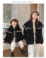 new korean style winter long sleeved faux lamb fur big turn down collar jacket outwear for girls and women mom daughter clothing