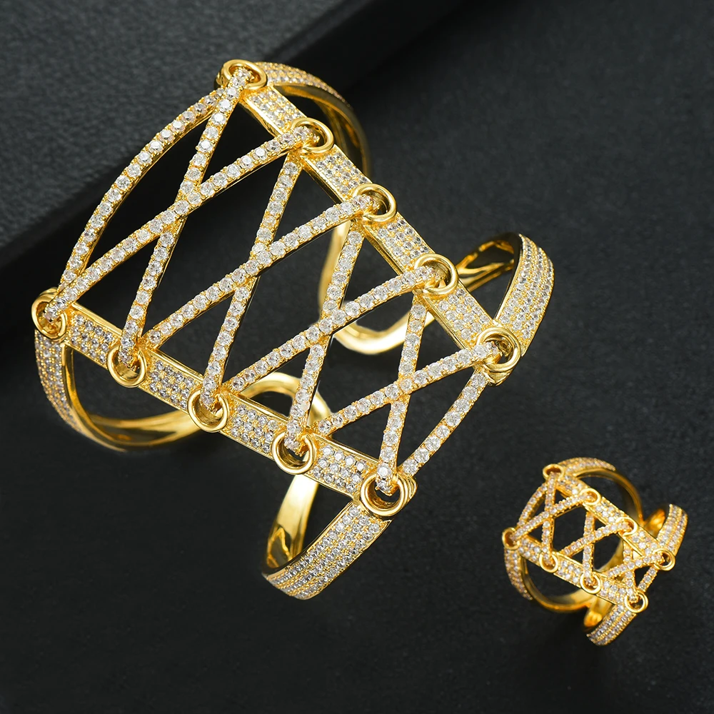 LARRAURI 2 шт. широкий большой корсет браслеты/кольцо ювелирные наборы роскошный