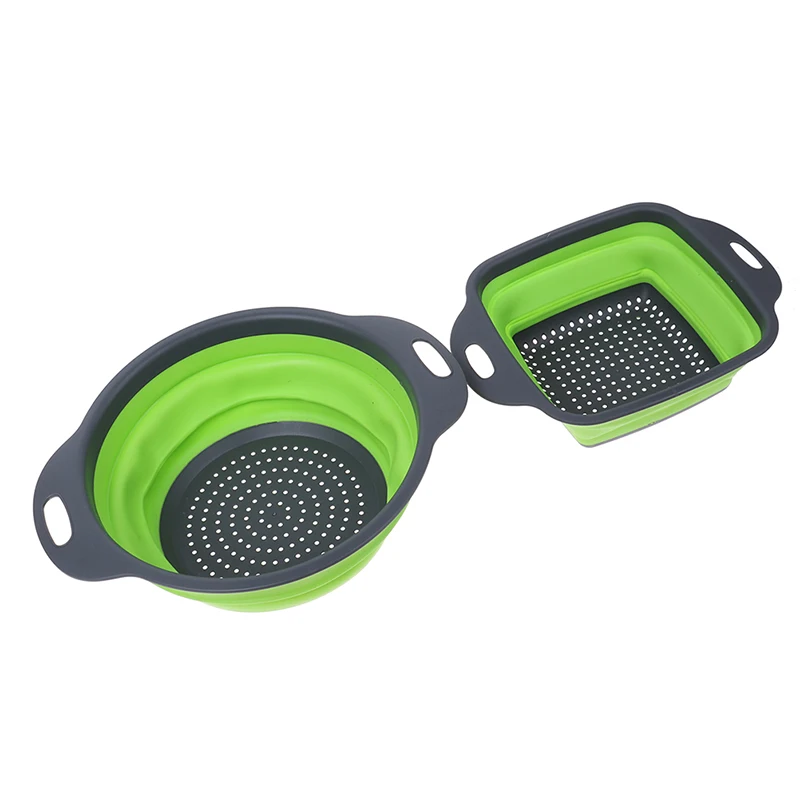 Складная Силиконовая дуршлаг корзина для мытья фруктов и овощей ситечко