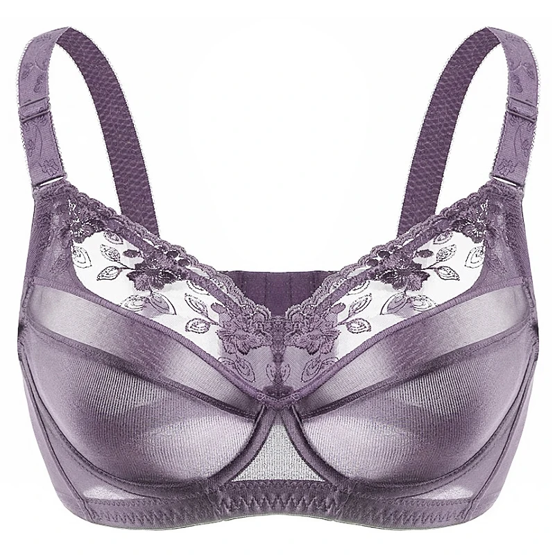 Женский кружевной утягивающий бюстгальтер без косточек размера плюс 34 36 38 40 42 44 46