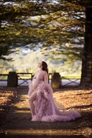 unique custom made tulle maternity robes women sheer long maxi photoshoot fluffy tiered tulle robe formal event overlay dress