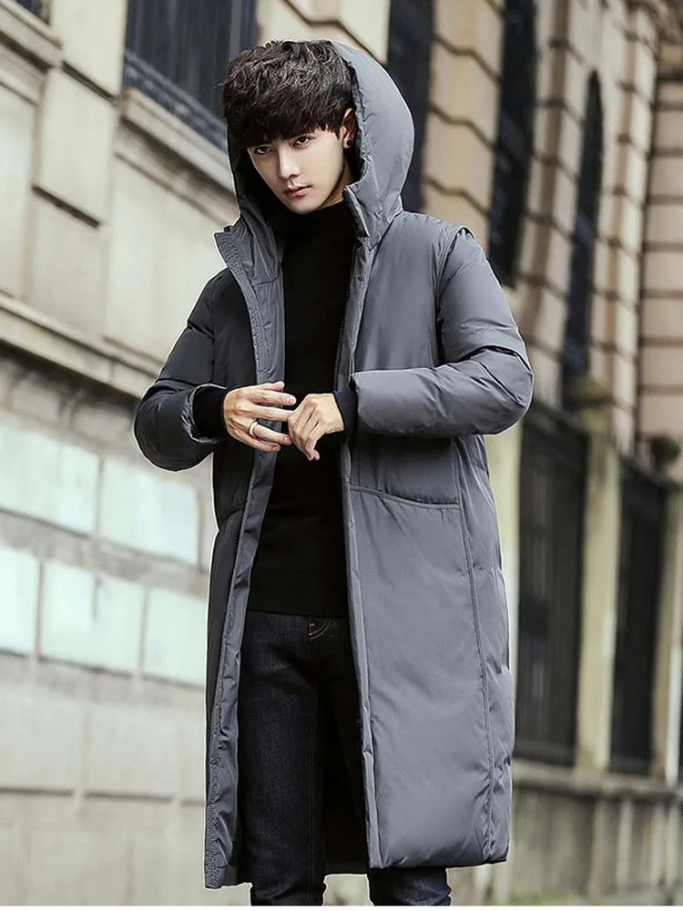 2022 New Winter Fashion Man's Duck Down Coat Preppy Teens Warm Jacket Teenagers Big Boys Parkas Hooded Black Grey Plus Oversize