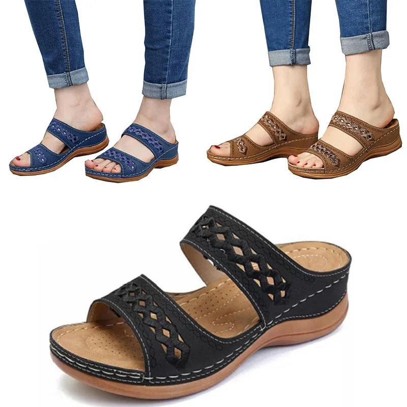 Летние сандалии женские Кожаные Классические римские 2020 тапочки уличные