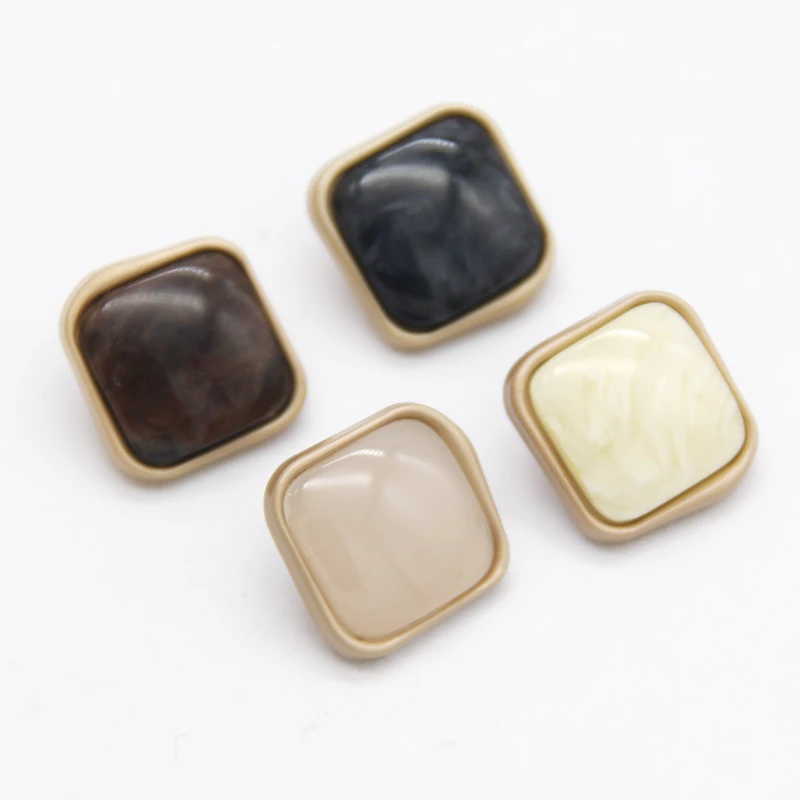 

HENGC 6pcs Suqare Light Gold Metal Coat Jacket Buttons For Clothing Sweaters Suit Jelly Decorations Sewing Accessories Wholesale