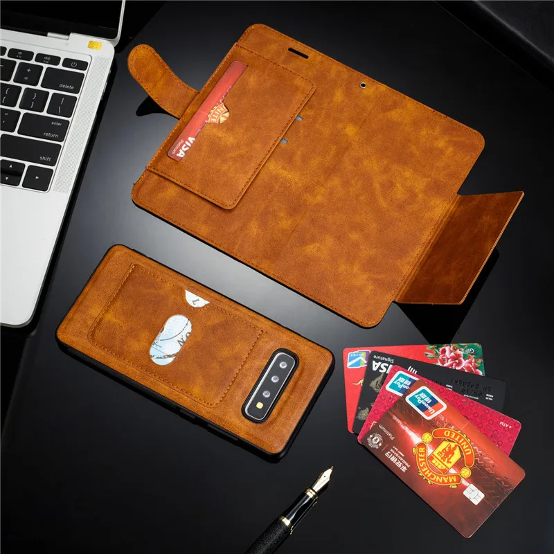brown Роскошный кожаный чехол для телефона для samsung Galaxy A50 S8 S9 S10 плюс S7 край J3 J5 J7 A5 J2 Pro J4 J6 J8 A7 чехол Крышка - Цвет: brown