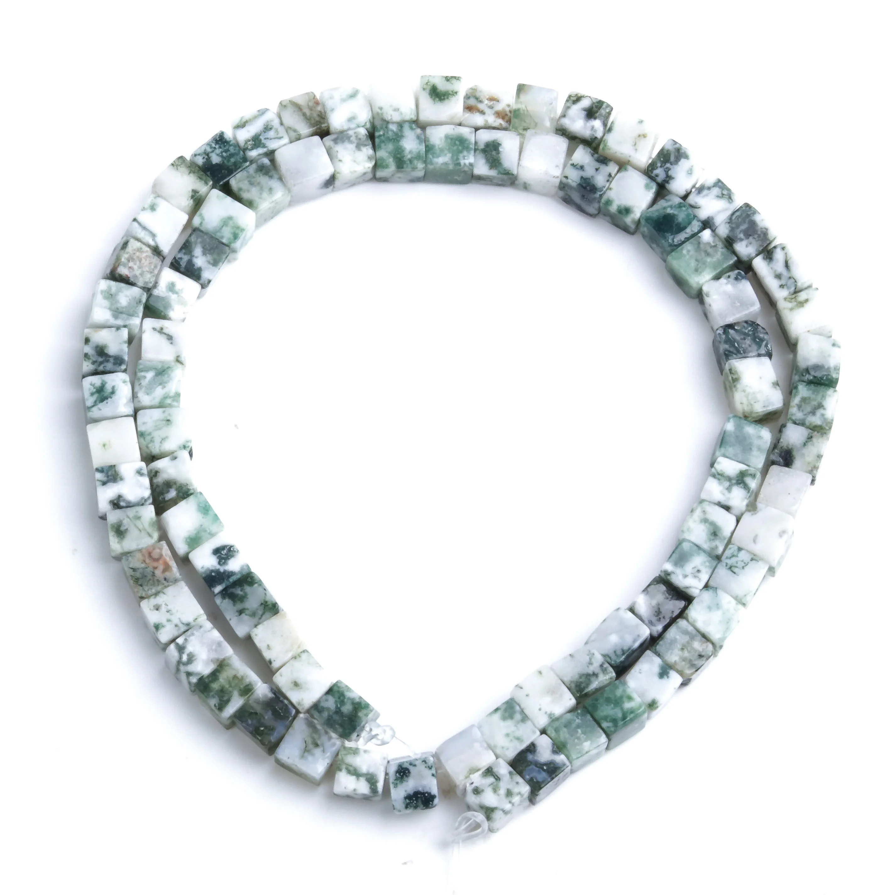 

Wholesale Natural Stone 4mm Tree Agate Cube Bead Loosely Spaced Beads Block Bead Septa Bead DIY Necklace Bangle