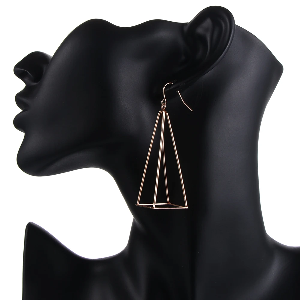 Геометрические серьги-подвески треугольные полые многоугольные серьги-гвоздики