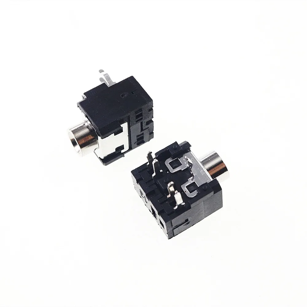 100 PCS 3.5 mm Audio Jack TRS 5 contacts 3 conductor Stereo Connector Through Holes PCB Right Angle TIP Ring Internal Switch |