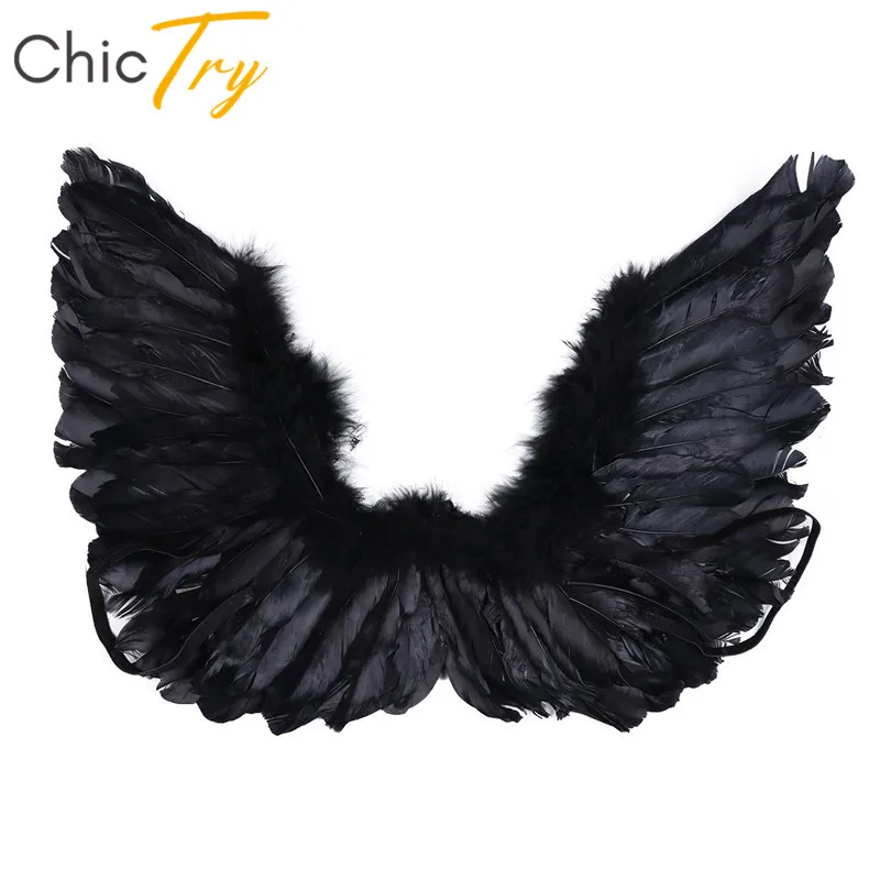 Женский Детский костюм на Хэллоуин вечерний черного ангела феи перьев крыльев