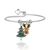 new winter fashion christmas theme series bracelet christmas tree elk silver color alloy for women jewelry best jewelry gifts