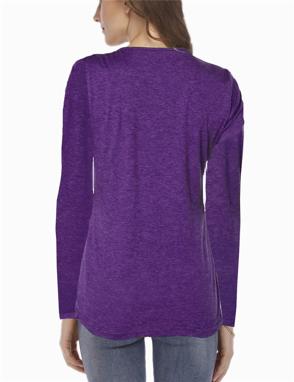 Осень и зима 2019 женская Европейская американская футболка с круглым вырезом