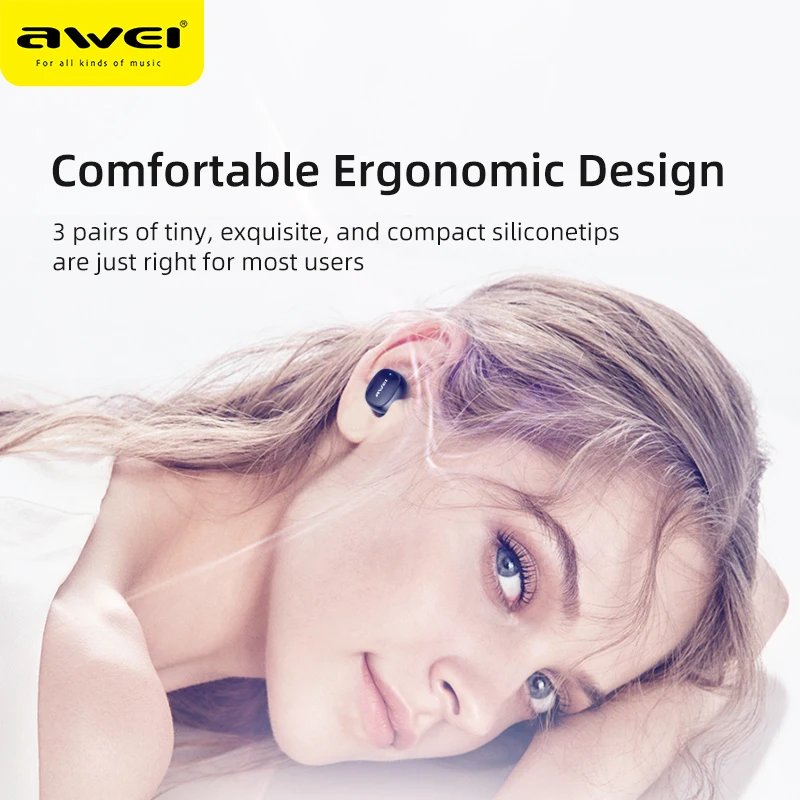 AWEI T13 TWS настоящие беспроводные Bluetooth наушники бас HiFi в уши мини Капсула Touch Contorl с микрофоном HiFi стерео игровые наушники