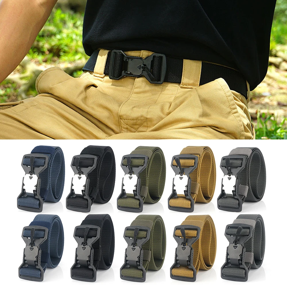 

49.2 Inch Webbing Belt Hiking Camping Safety Waist Support Men Outdoor Canvas Belt Camping Hiking Gear with Quick Release Buckle