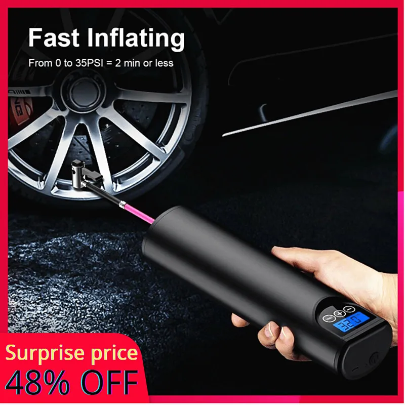 

12V 150PSI Rechargeable Air Pump Wireless Compressor Digital Tyre Pump Motorcycle Bicycle Air Compressor for Car Bicycle Tires